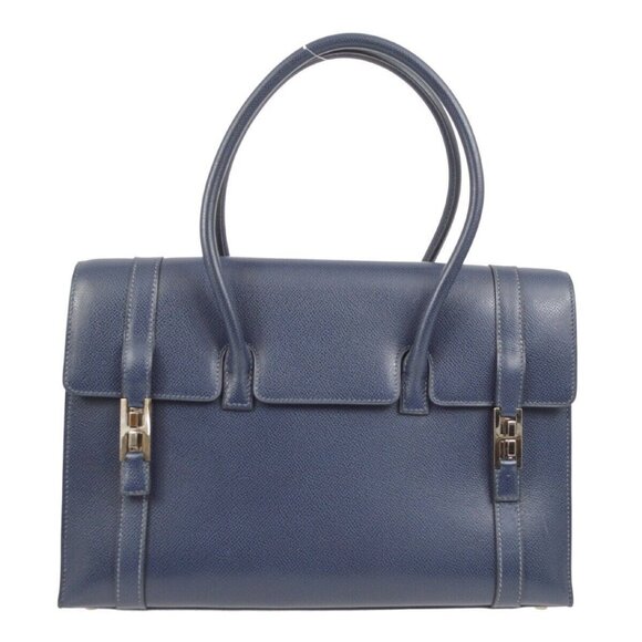 Hermes Navy Veau Grain Lisse Drag 2 32 Handbag □F 111036 - Picture 1 of 10